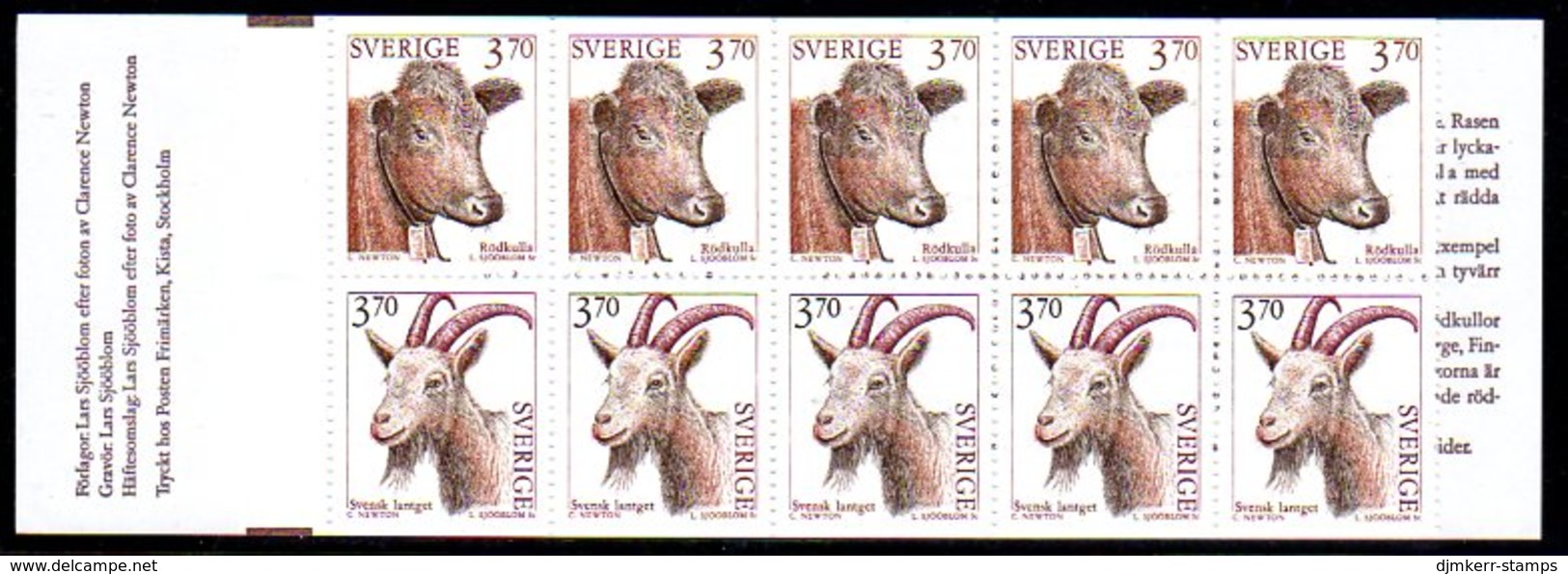 SWEDEN 1995 Domestic Animals Booklet MNH / **.  Michel MH199 - 1981-..