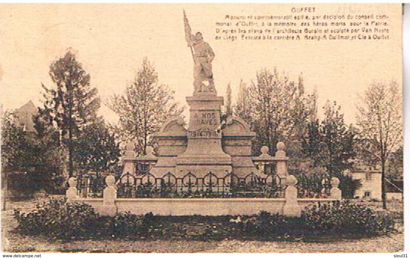 OUFFET  MONUMENT  COMMEMORATIF  TBE  BE278 - Ouffet