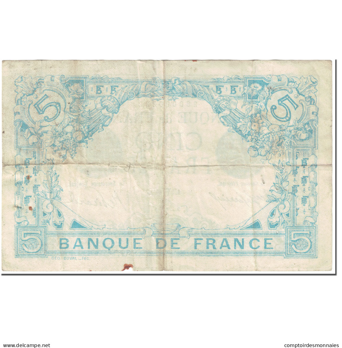 France, 5 Francs, Bleu, 1916, 1916-04-05, B, Fayette:2.38, KM:70 - 5 F 1912-1917 ''Bleu''