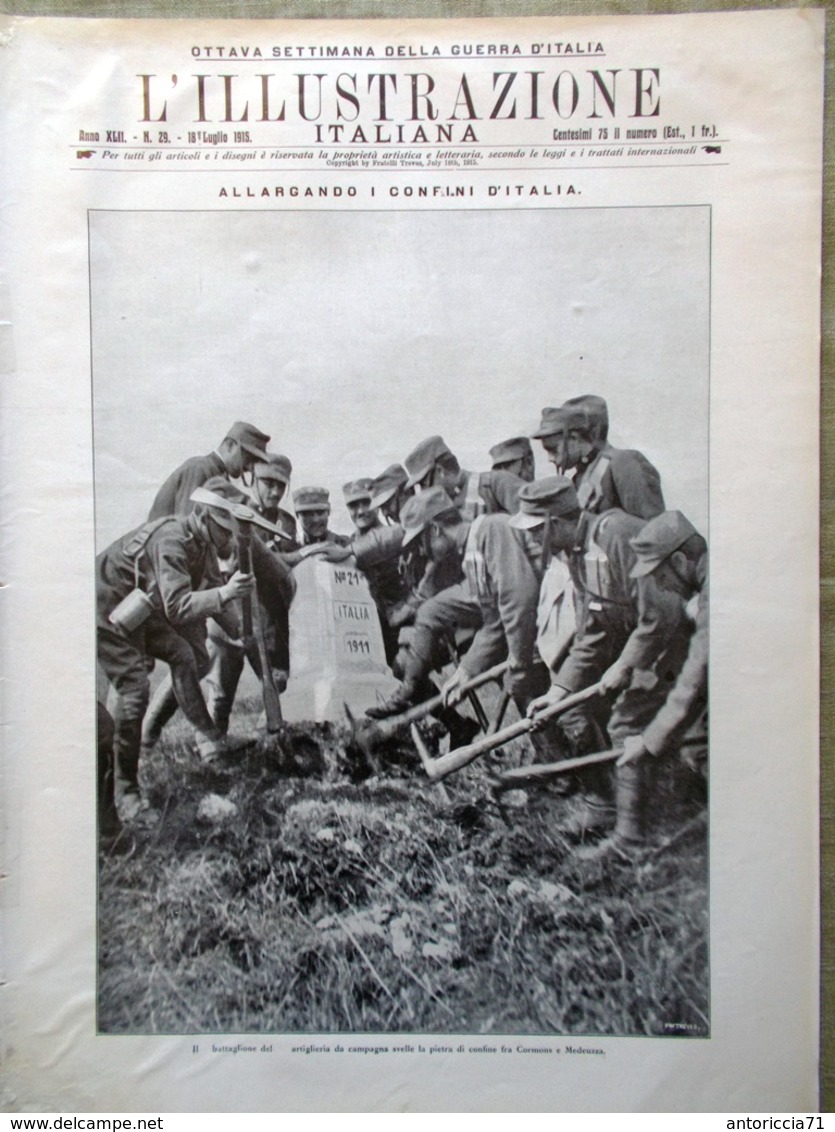 L'illustrazione Italiana 18 Luglio 1915 WW1 Croce Rossa Confini Esercito Gorizia - War 1914-18