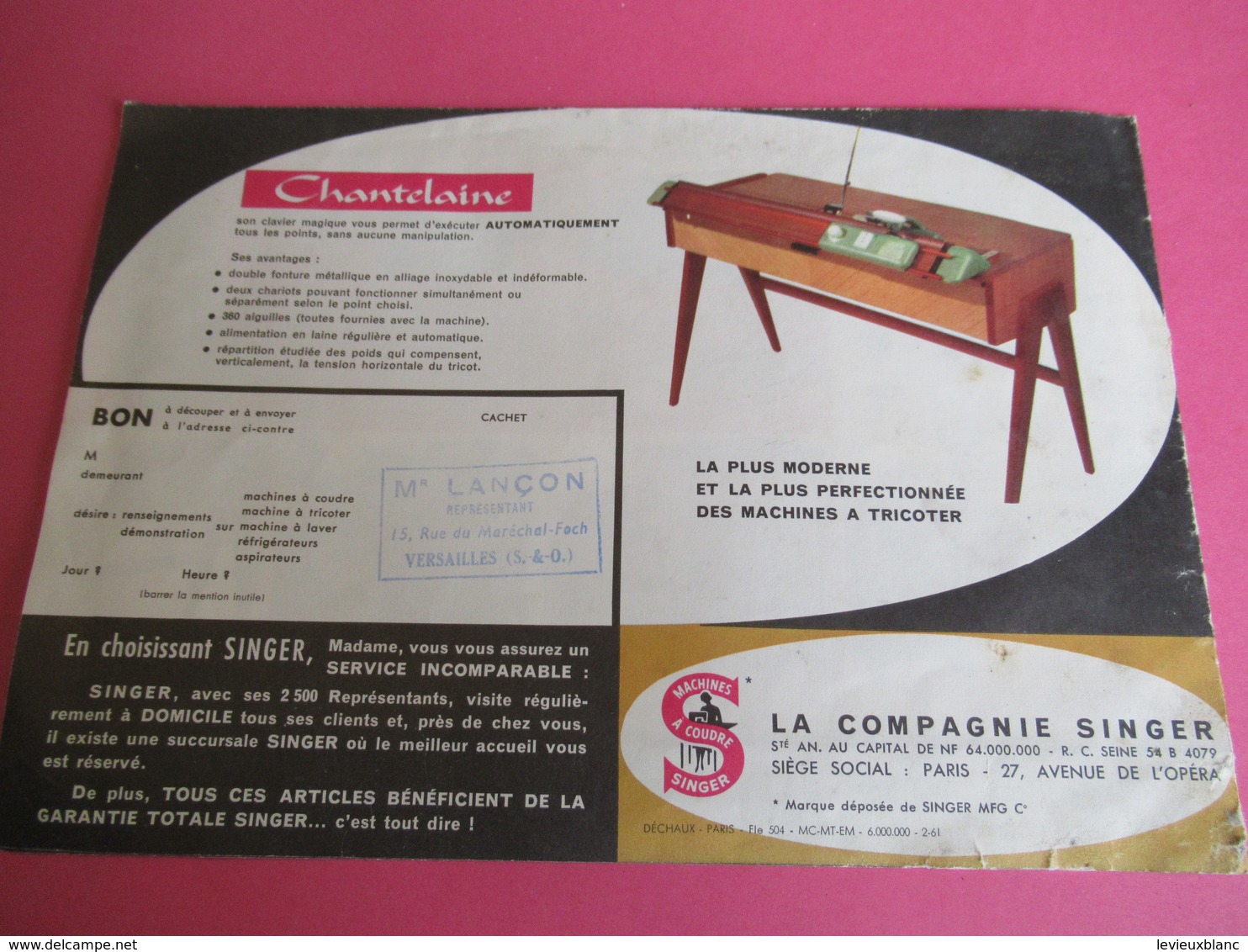 Prospectus Publicitaire 4 Volets/Machines à Coudre SINGER/C'est Aussi Cela/refrigerateur/Av De L'Opéra PARIS/1961 VPN192 - Kleidung & Textil