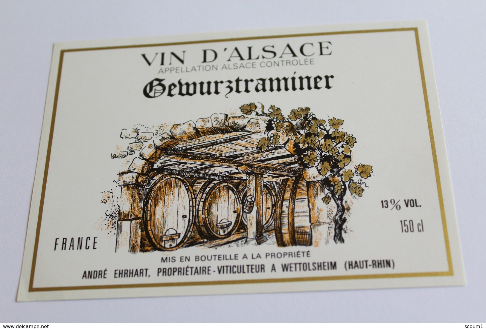 Etiquette Neuve Jamais Servie Vin D Alsace  GEWURZTRAMINER    Andre Ehrhart A Wettolsheim - Gewurztraminer