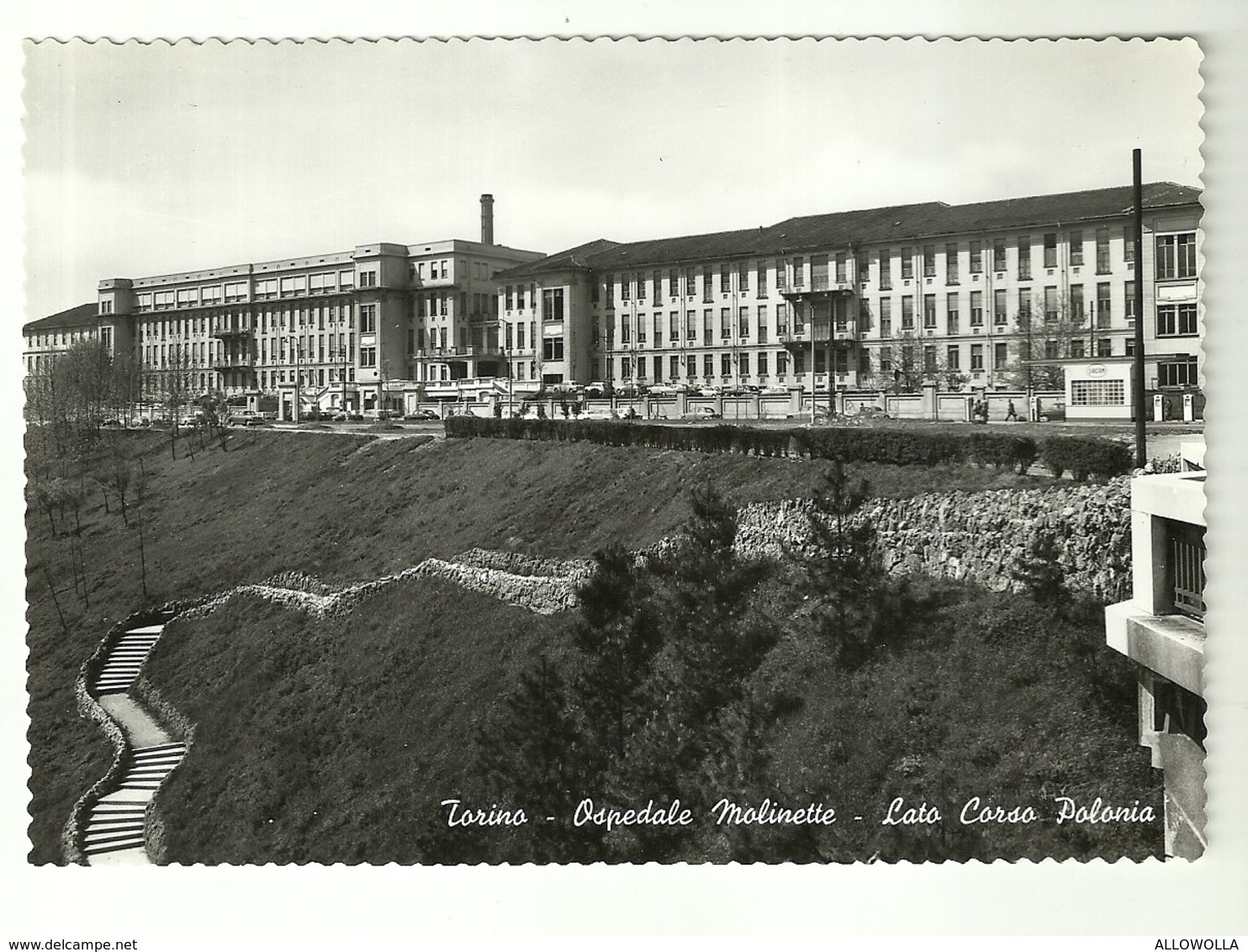 4389"TORINO-OSPEDALE MOLINETTE-LATO CORSO POLONIA"DISTRIBUTORE SACOM E AUTO '50/60-CART.POST ORIG.NON SPED. - Salute, Ospedali