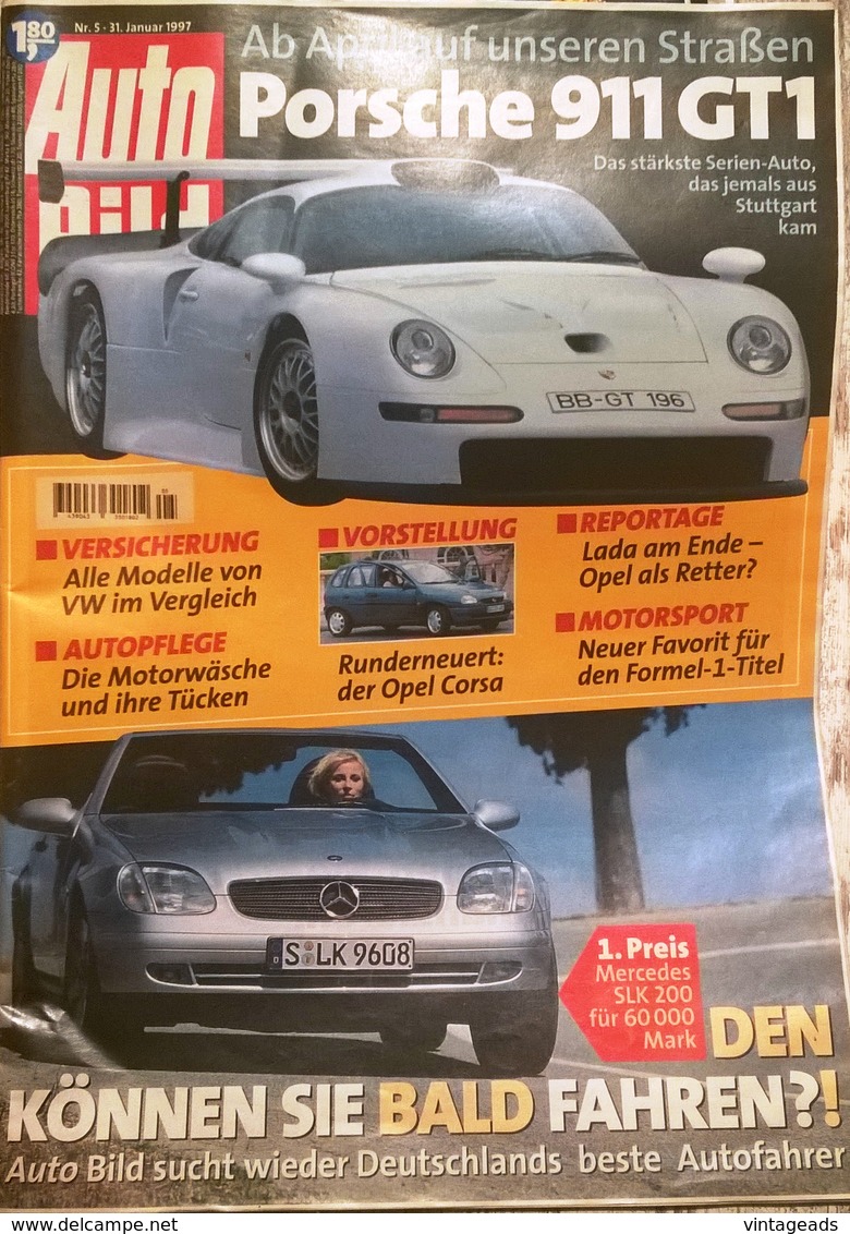 CA175 Autozeitschrift Auto Bild, Nr. 5/1997, Porsche 911 GT1, Neuwertig - Cars & Transportation