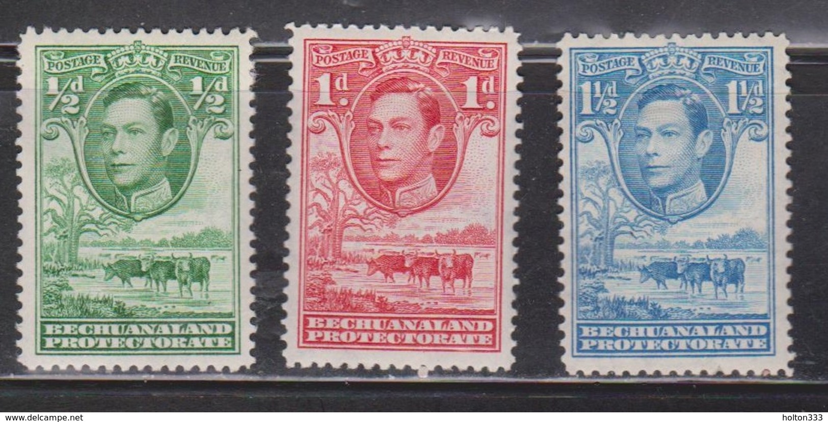 BECHUANALAND PROTECTORATE Scott # 124-6 MH - KGVI & Cattle - 1933-1964 Crown Colony