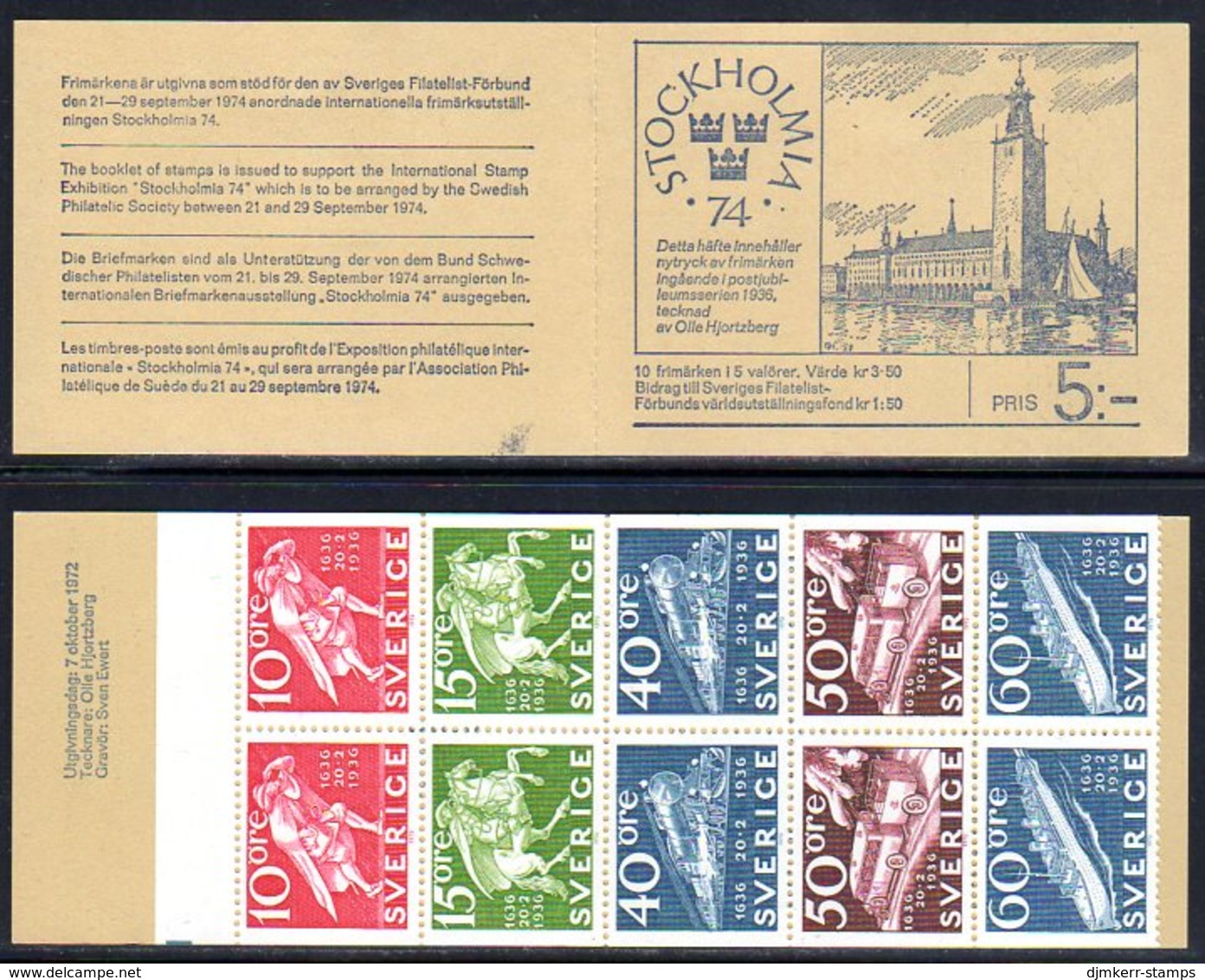 SWEDEN 1972  Stockholmia '74 Exhibition Booklet MNH / **.  Michel MH35 - 1951-80