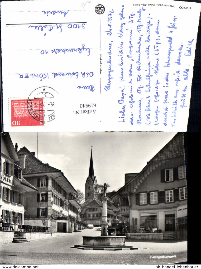 619940,Foto Ak Herzogenbuchsee Ansicht M. Brunnen Kirche - Herzogenbuchsee