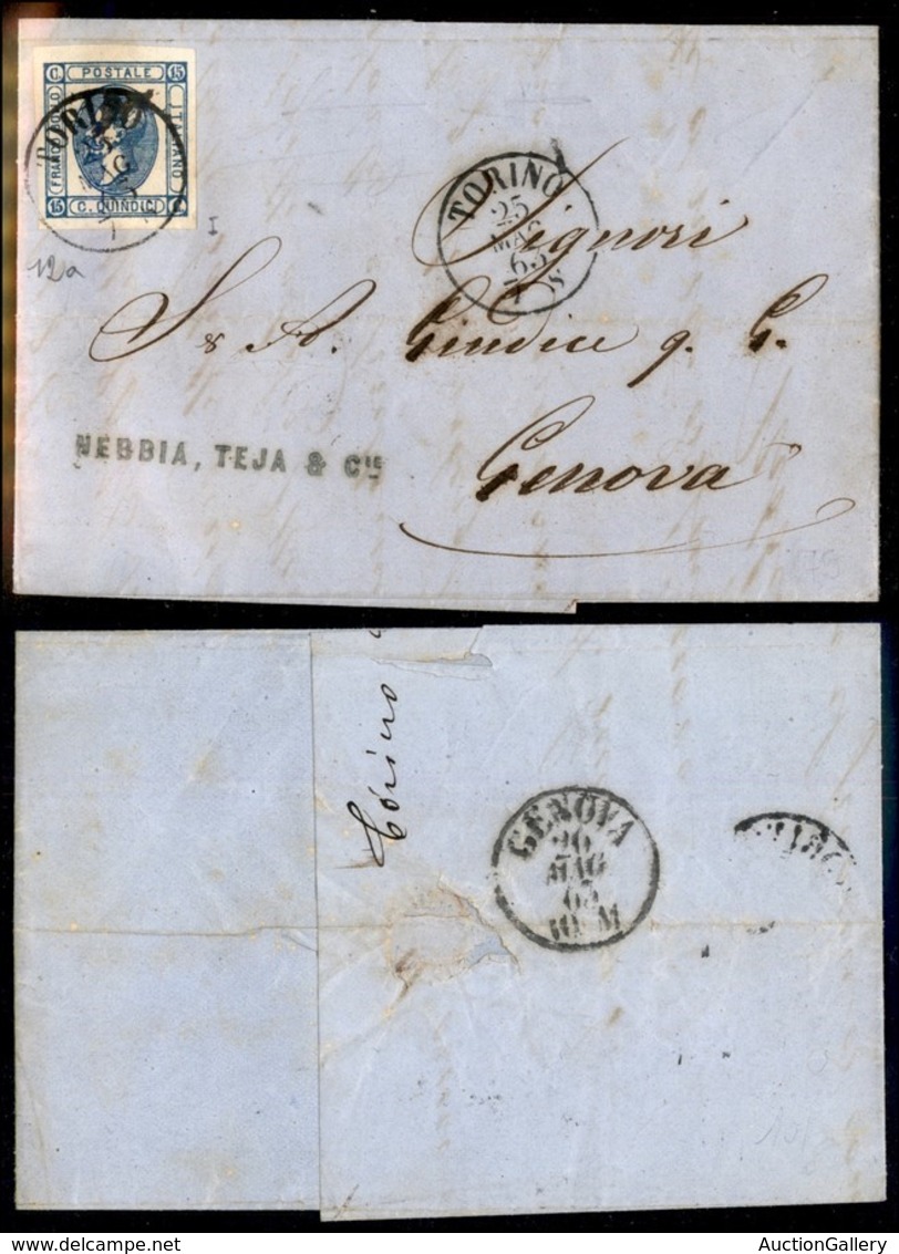 Regno - Posta Ordinaria  - 15 Cent (12a) - Lettera Da Torino A Genova Del 25.5.63 - Altri & Non Classificati