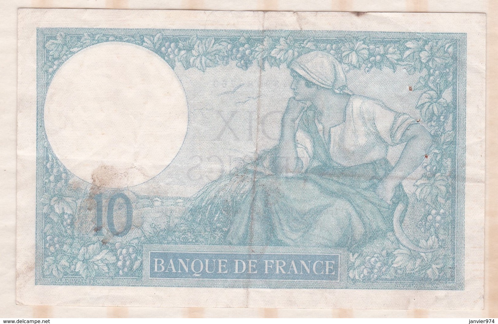 10 Francs Minerve 30 – 1 -1925. Alphabet M. 17598 N° 760 - 10 F 1916-1942 ''Minerve''