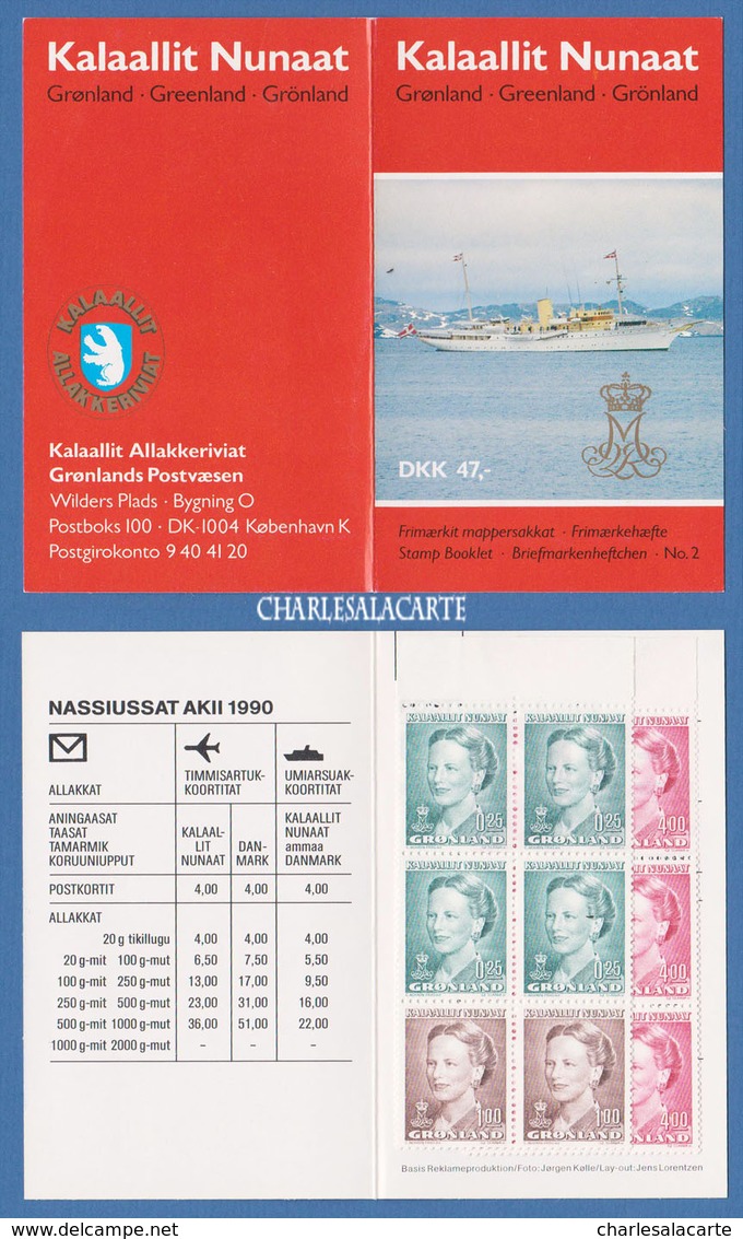 GREENLAND 1990 QUEEN MARGRETHE 47 KR. COMPLETE BOOKLET  FACIT H2 MINT UNUSED - Postzegelboekjes