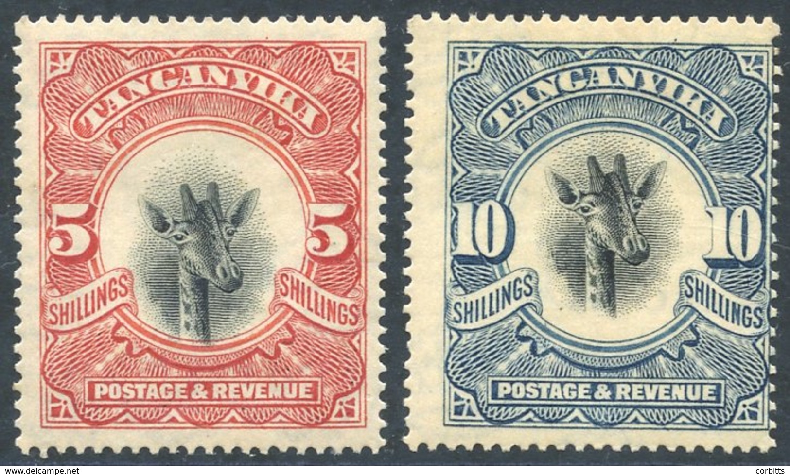 K.U.T 1922-24 MSCA (upright) 5s & 10s, Fine M, SG.86a/7a. Cat. £188. (2) - Other & Unclassified