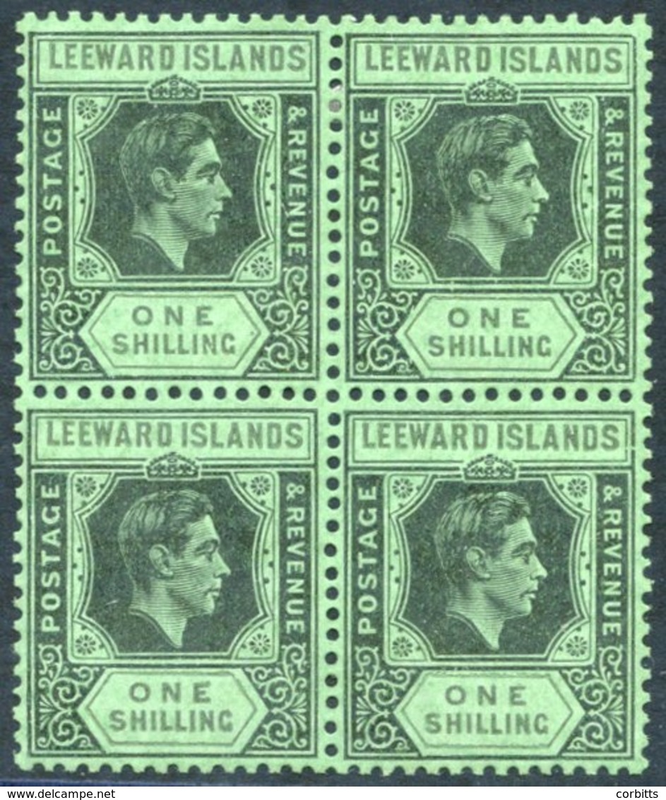 1942 1s Black & Grey Emerald, Fine M Block Of Four Incl. SG.110bb, Upper Right Stamp Showing Frame Break Left Of Value T - Autres & Non Classés