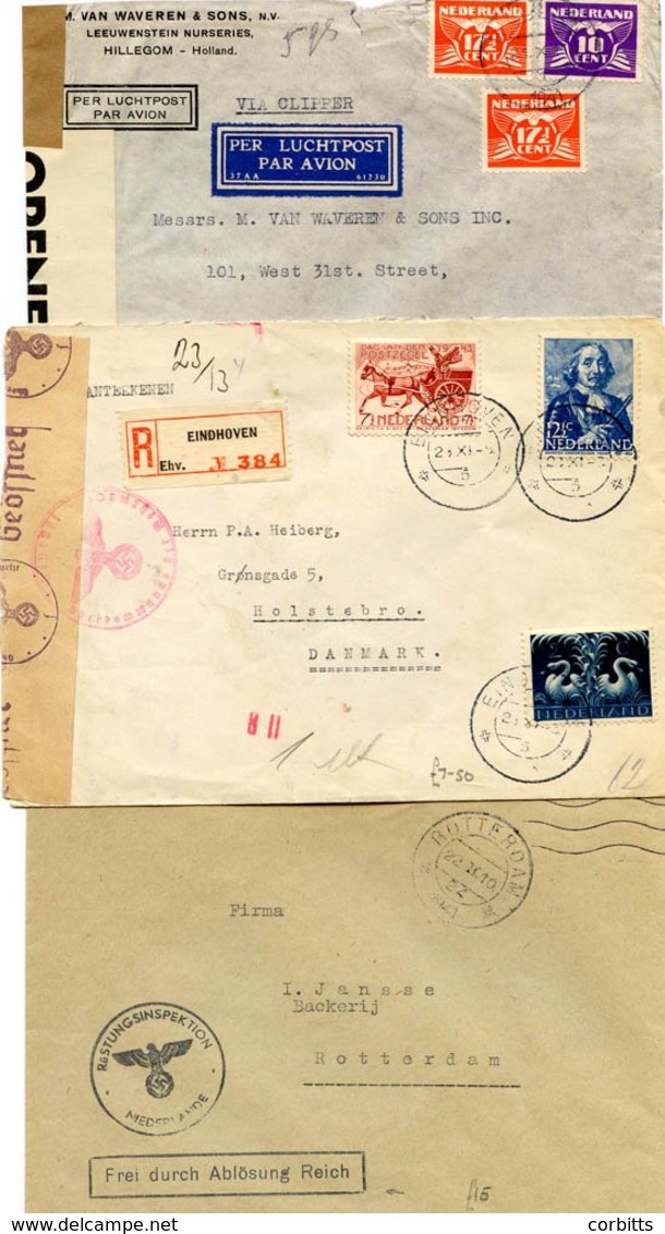 Military - WWII Civilian Mail Censored With German Or British Tapes Or Hand-stamps, Chemical Wash Etc. (26); German Occu - Other & Unclassified