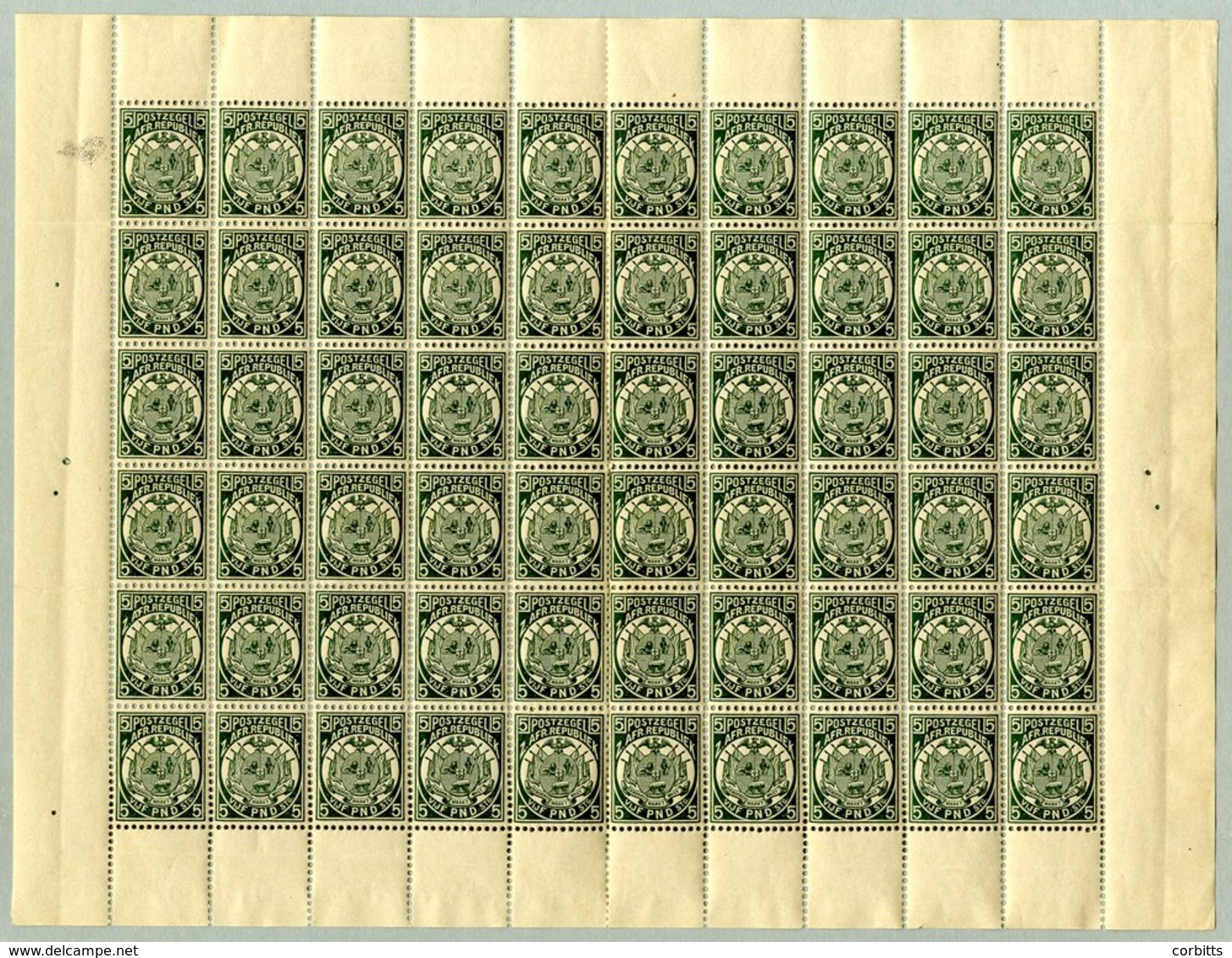 Reprint Of The 1885-93 £5 Deep Green UM Sheet Of 60. - Other & Unclassified