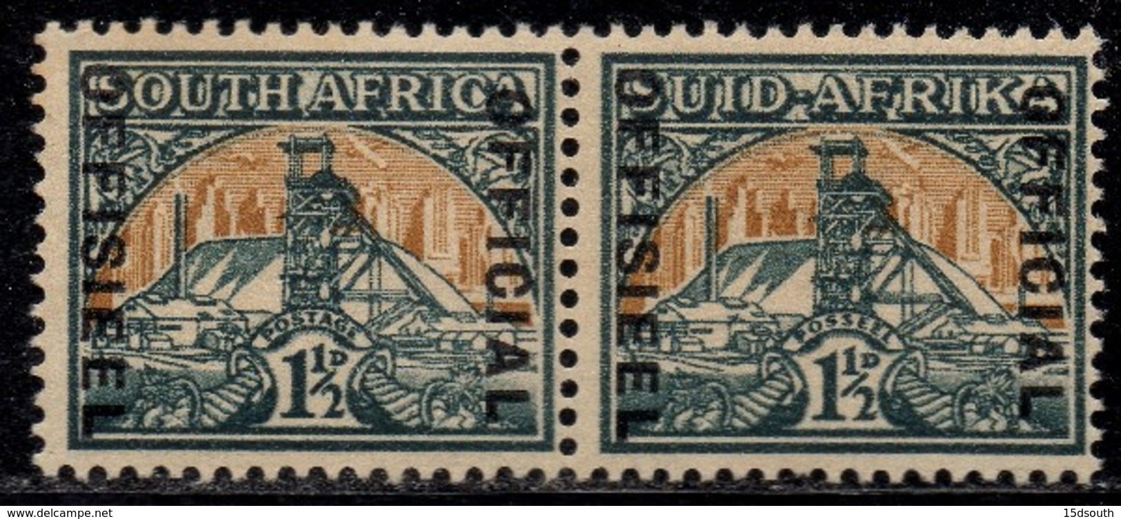 South Africa - 1948 1½d Official Pair (**) # SG O33b - Service