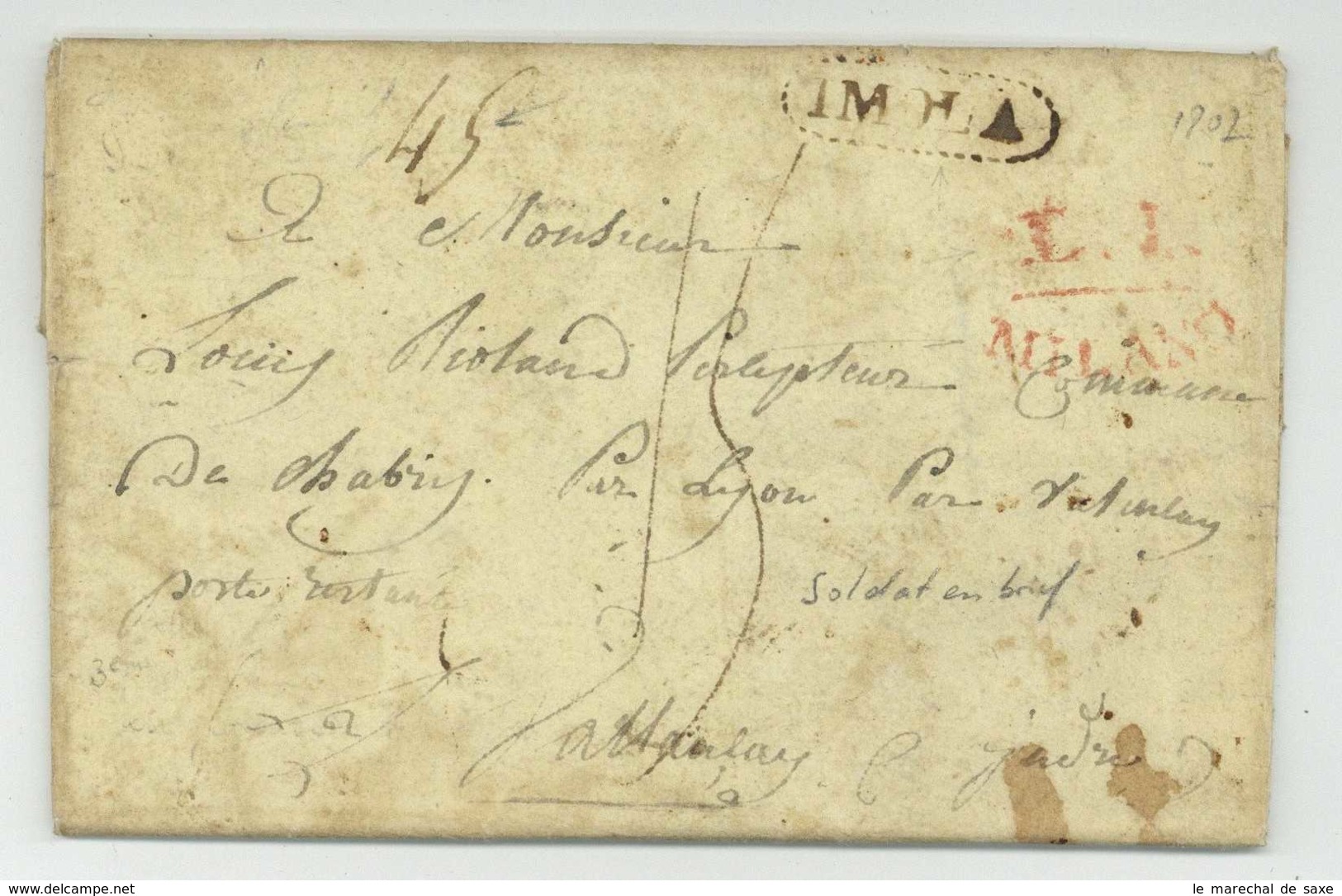 Armee D'Italie IMOLA 1807 Riolans Valencay Indre 20e Regiment Lettre De Soldat - Army Postmarks (before 1900)