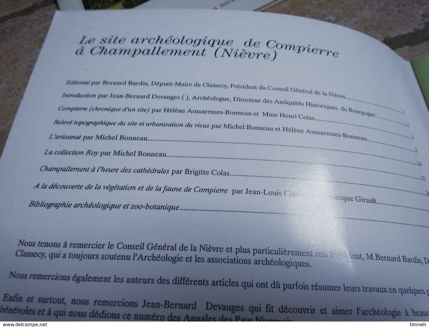 CAMOSINE - N°59 - COMPIERRE LE SITE ARCHEOLOGIQUE CHAMPALLEMENT - Les Annales Des Pays Nivernais 1989 - 42 Pages - Bourgogne