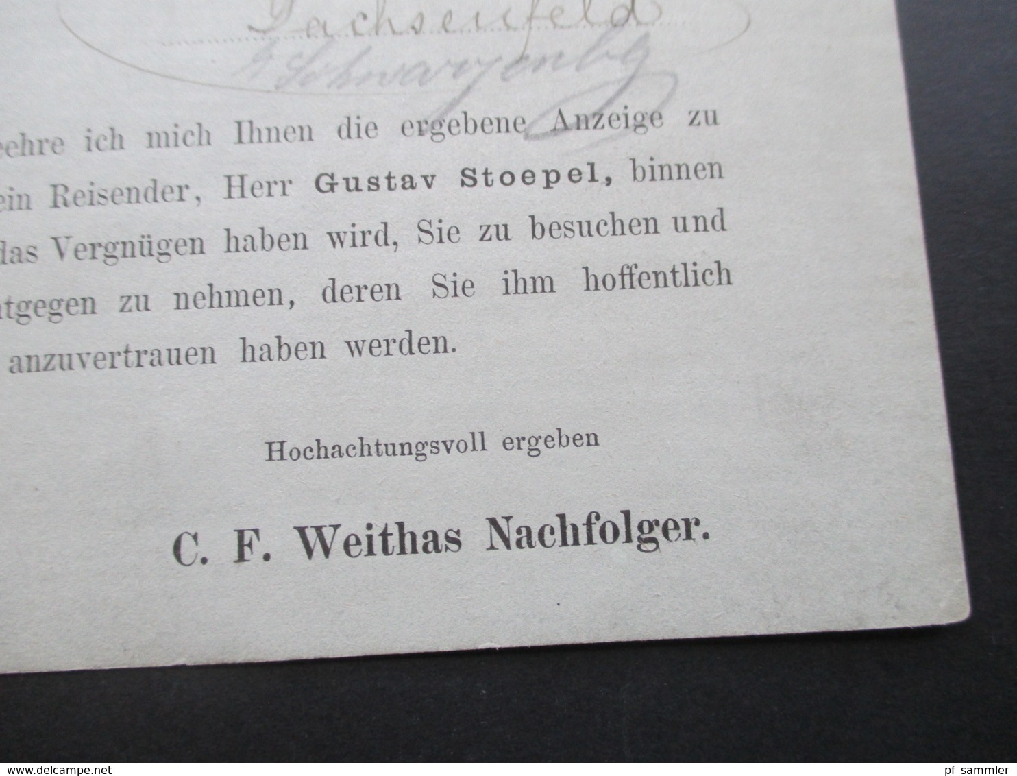 Brustschild Nr. 17b EF Auf Vertreter Ankündigungskarte Stempel K1 Leipzig P.V. No 14 Geprüft Krug BPP 400€ KW - Briefe U. Dokumente