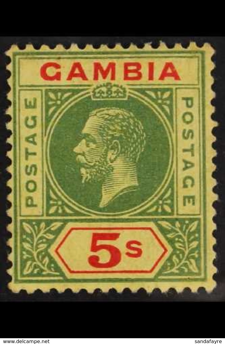 1912-22 KGV MCA Wmk 5s Green & Red On Pale Yellow, SG 102, Very Fine Mint. For More Images, Please Visit Http://www.sand - Gambia (...-1964)