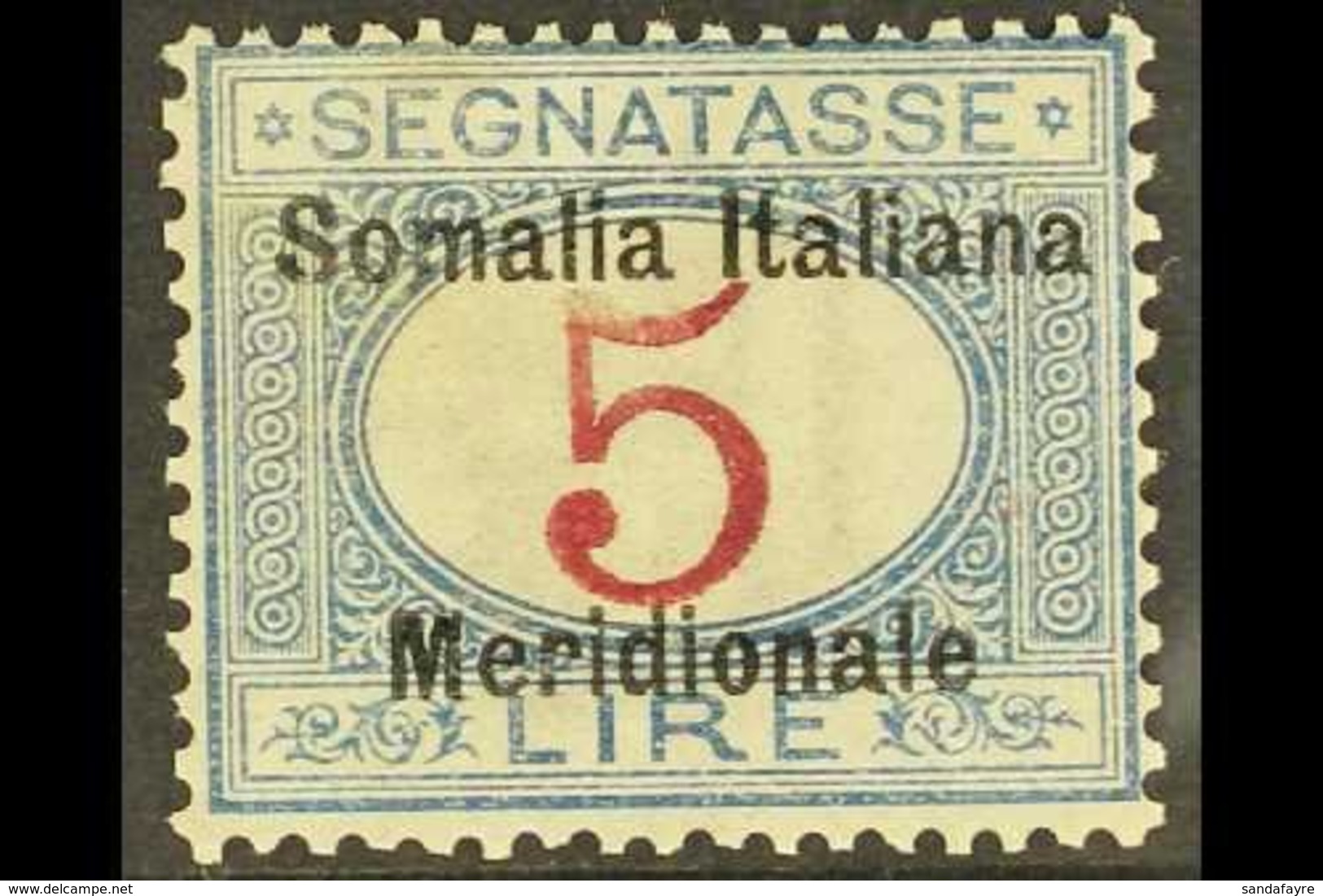 SOMALIA POSTAGE DUE 1906 5L Magenta & Blue "Somalia Italiana Meridionale" Overprint (Sassone 10, SG D26), Fine Mint, Exp - Other & Unclassified