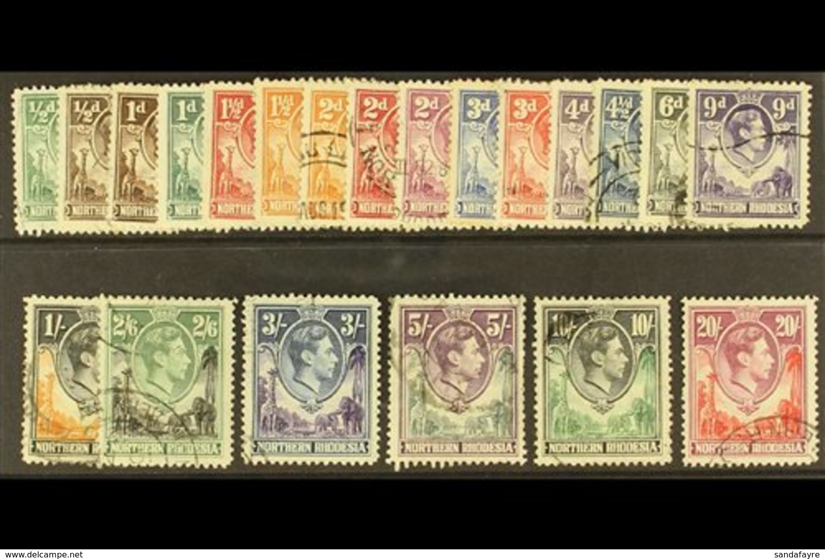 1938-52 Complete Definitive Set, SG 25/45, Fine Used. (21 Stamps) For More Images, Please Visit Http://www.sandafayre.co - Northern Rhodesia (...-1963)