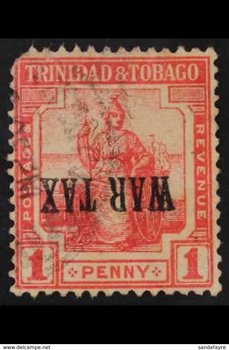 1917 (29 March) 1d Red "War Tax" OVERPRINT INVERTED Variety, SG 176a, Used, Rounded Corner, Cat £300. For More Images, P - Trinidad & Tobago (...-1961)