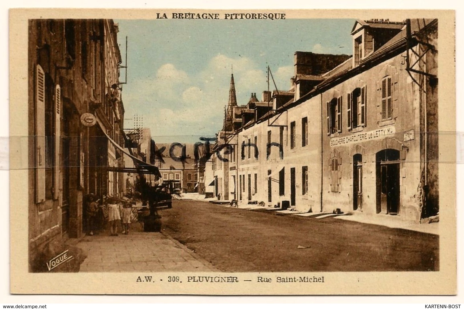 D 56 - 309 - PLUVIGNER - CPA Photo Glacée - A.W - Rue Saint Michel - Pluvigner