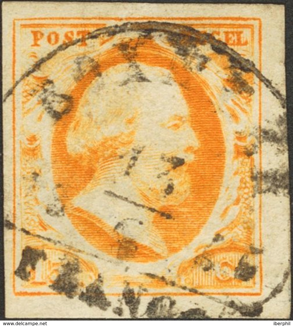 Holanda. ºYv 3. 1852. 15 Cent Dark Orange. BOXMEER / FRANCO Datestamp Type B (Ey 600). VERY FINE. -- Netherlands. ºYv 3. - ...-1852 Prephilately