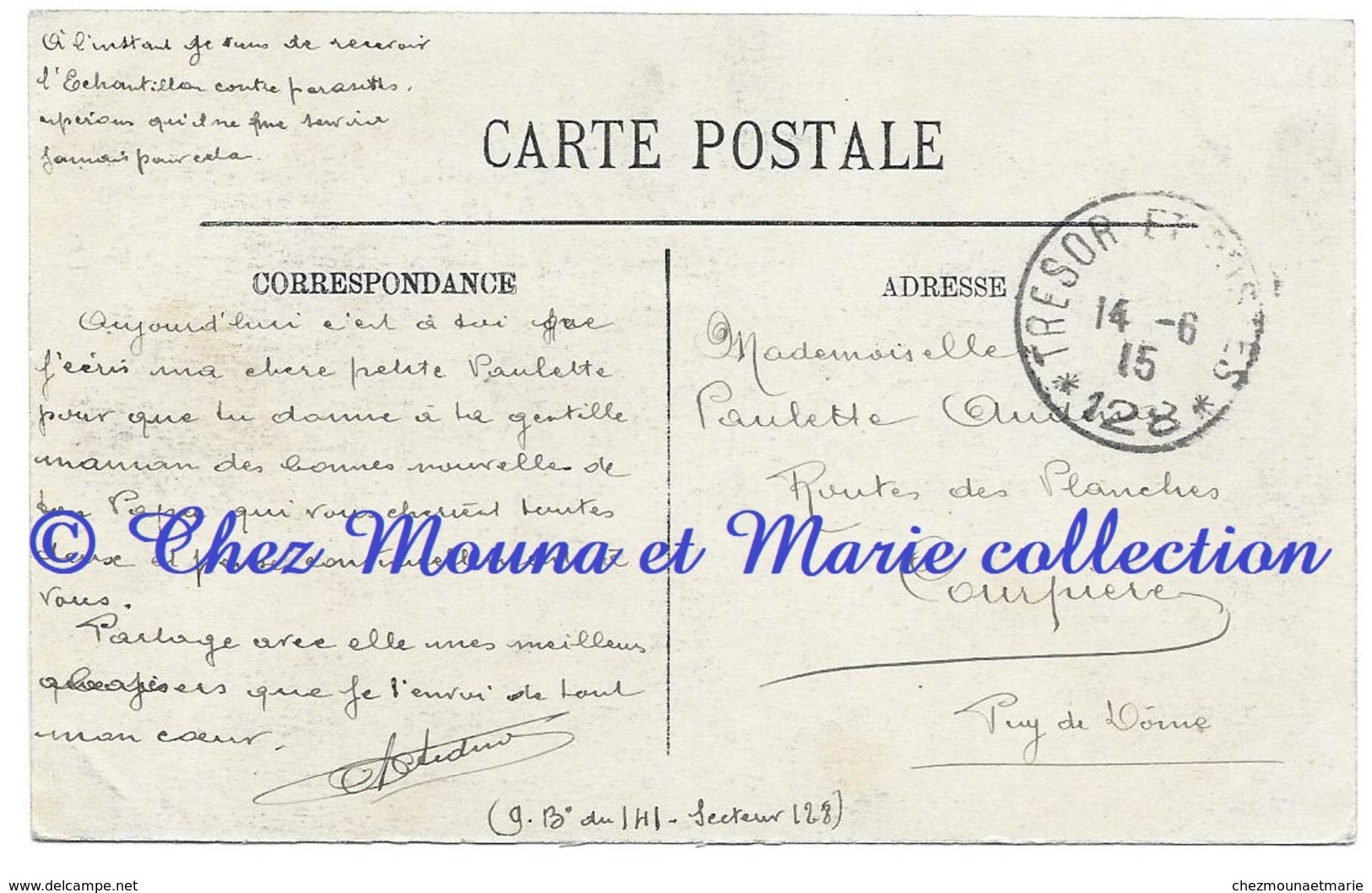 WWI BETHUNE CAISSE D EPARGNE - TRESOR ET POSTES N° 128 - POUR COURPIERE - CPA MILITAIRE - Oorlog 1914-18