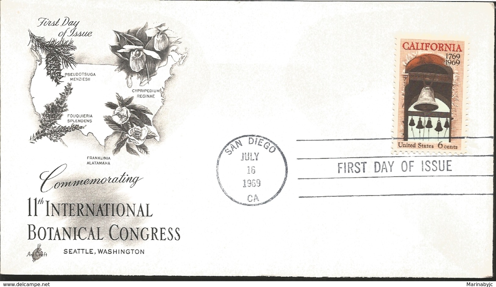 J) 1969 UNITED STATES, 11TH INTERNATIONAL BOTANIAL CONGRESS, BELL, FDC - Autres & Non Classés