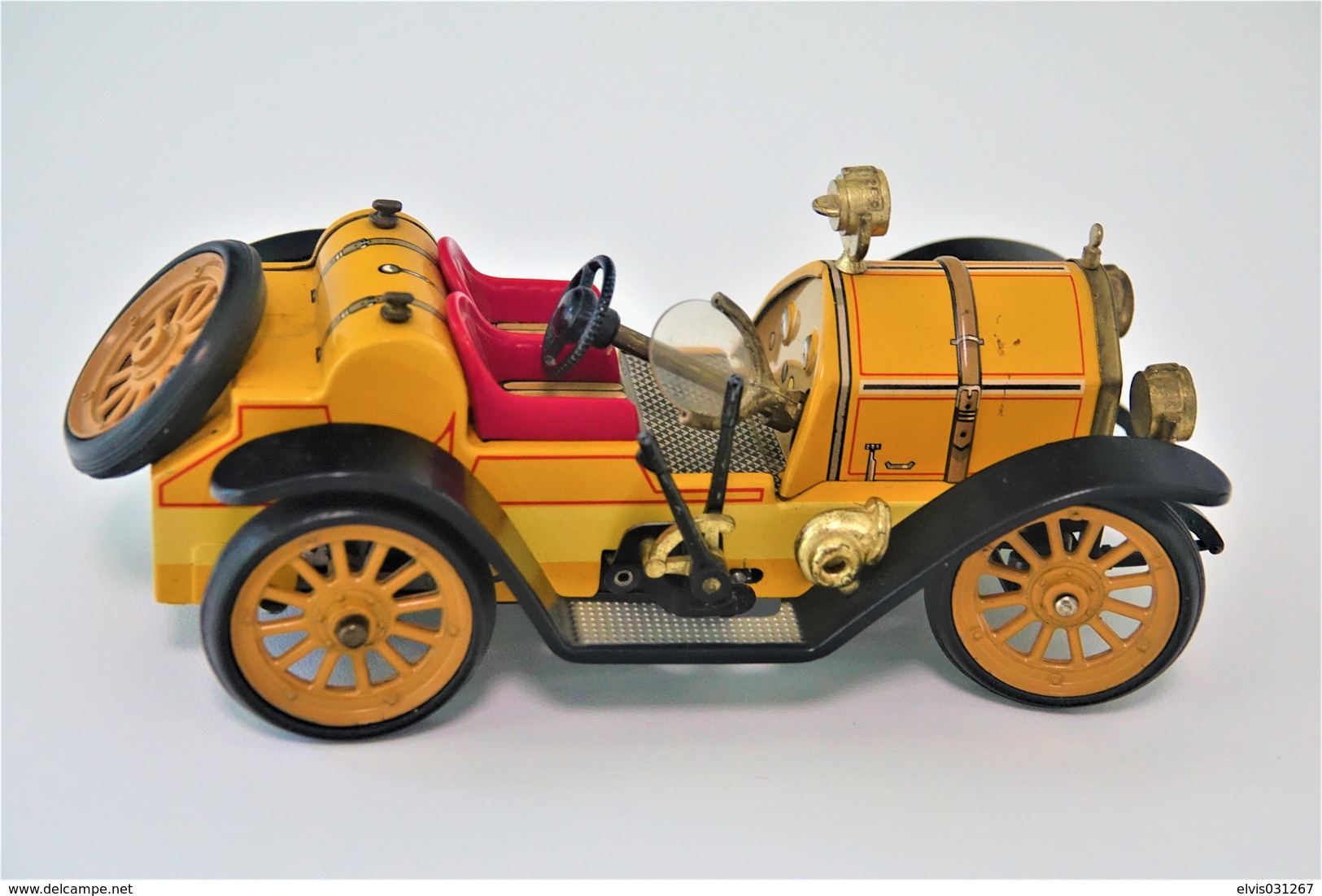 Vintage TIN TOY CAR : maker SCHUCO - YELLOW 1225 - Mercer Typ 35j 1913 - 18cm - west germany  - Friction