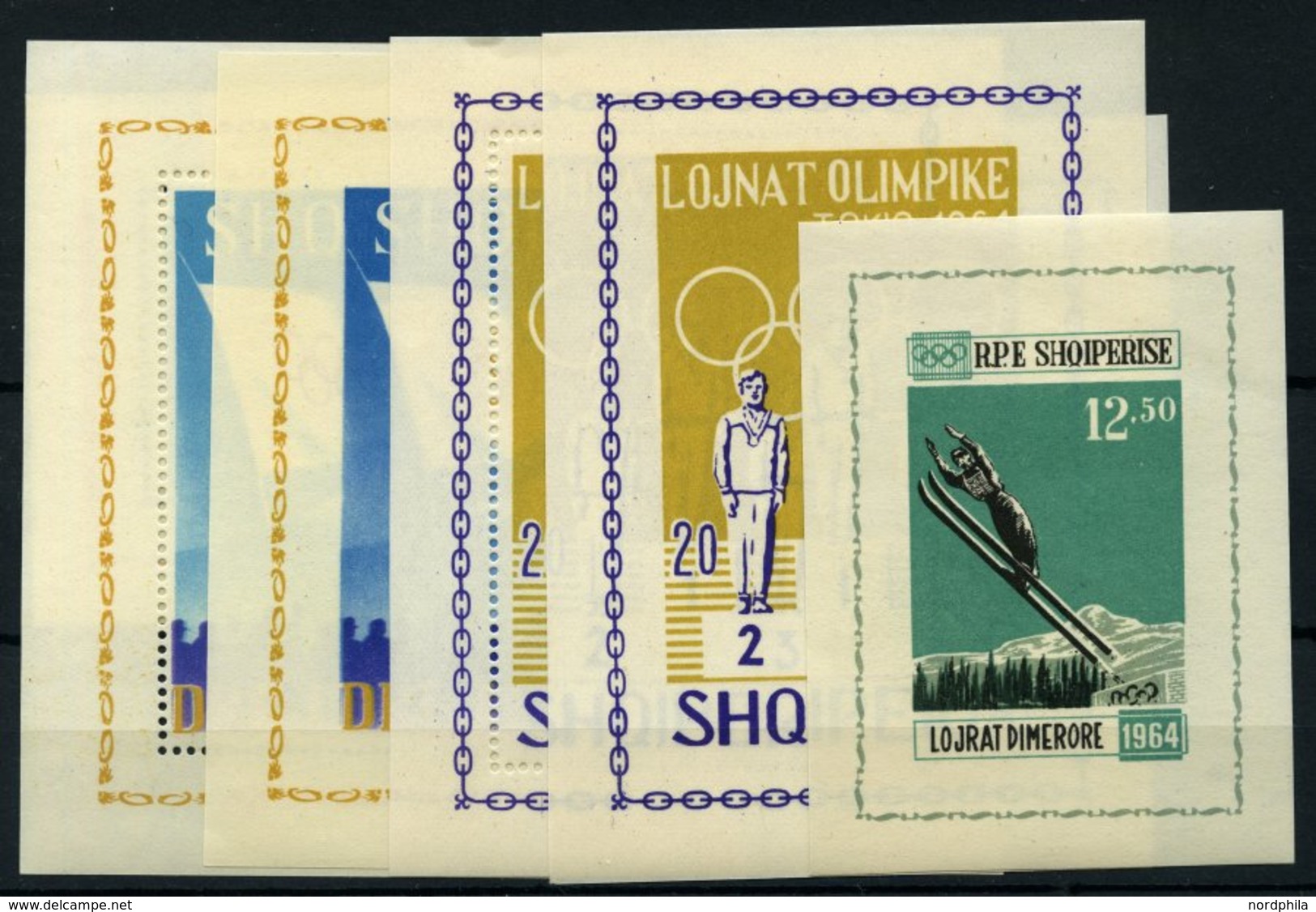 ALBANIEN Bl. **, 1963, 8 Verschiedene Blocks Olympische Spiele: Bl. 19A/B, Bl. 20/1, Bl. 22/3, Bl. 26A/B, Pracht, Mi. 21 - Albania