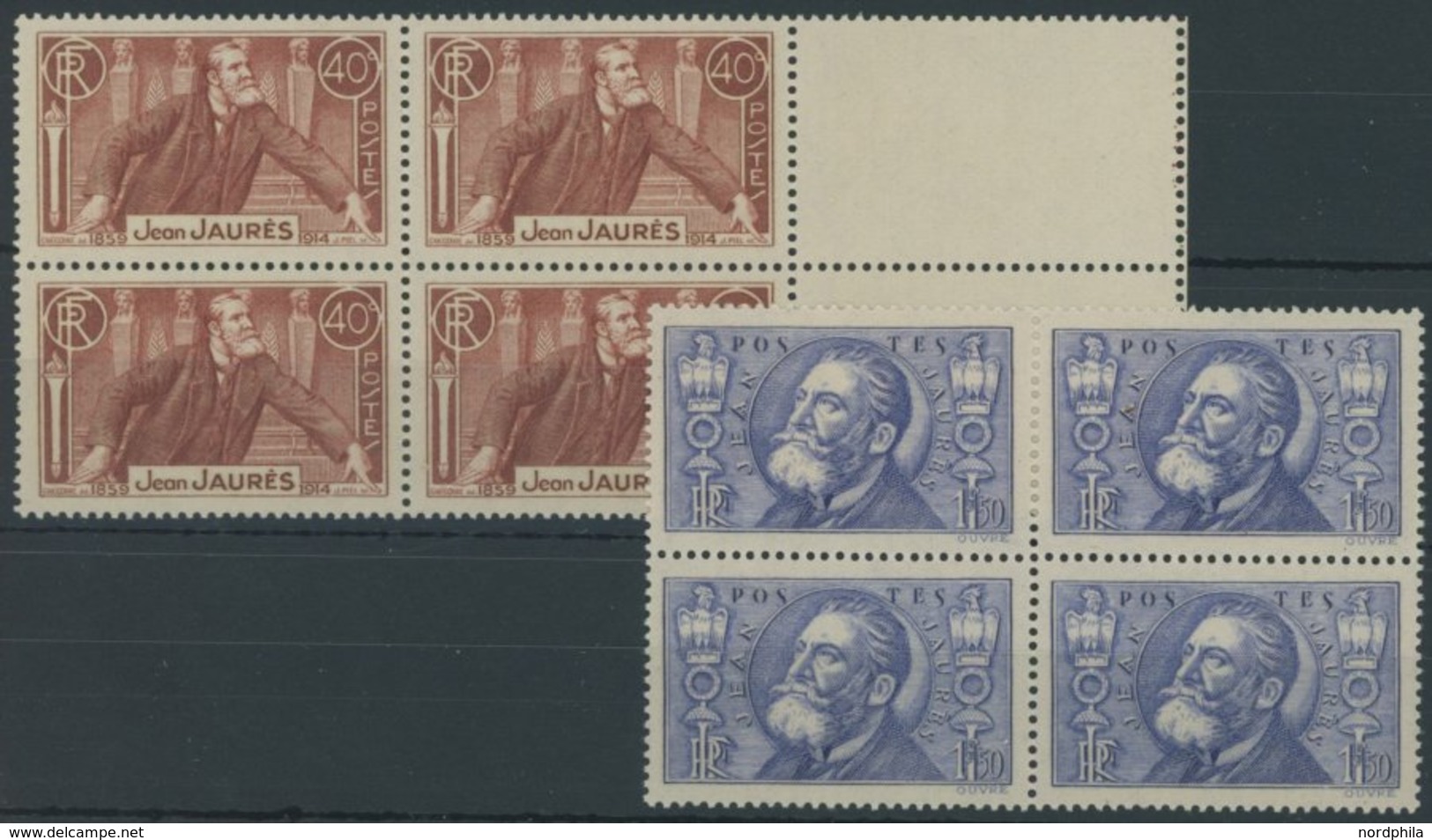 FRANKREICH 324/5 VB **, 1936, Jaures In Viererblocks, Pracht, Mi. 100.- - Other & Unclassified