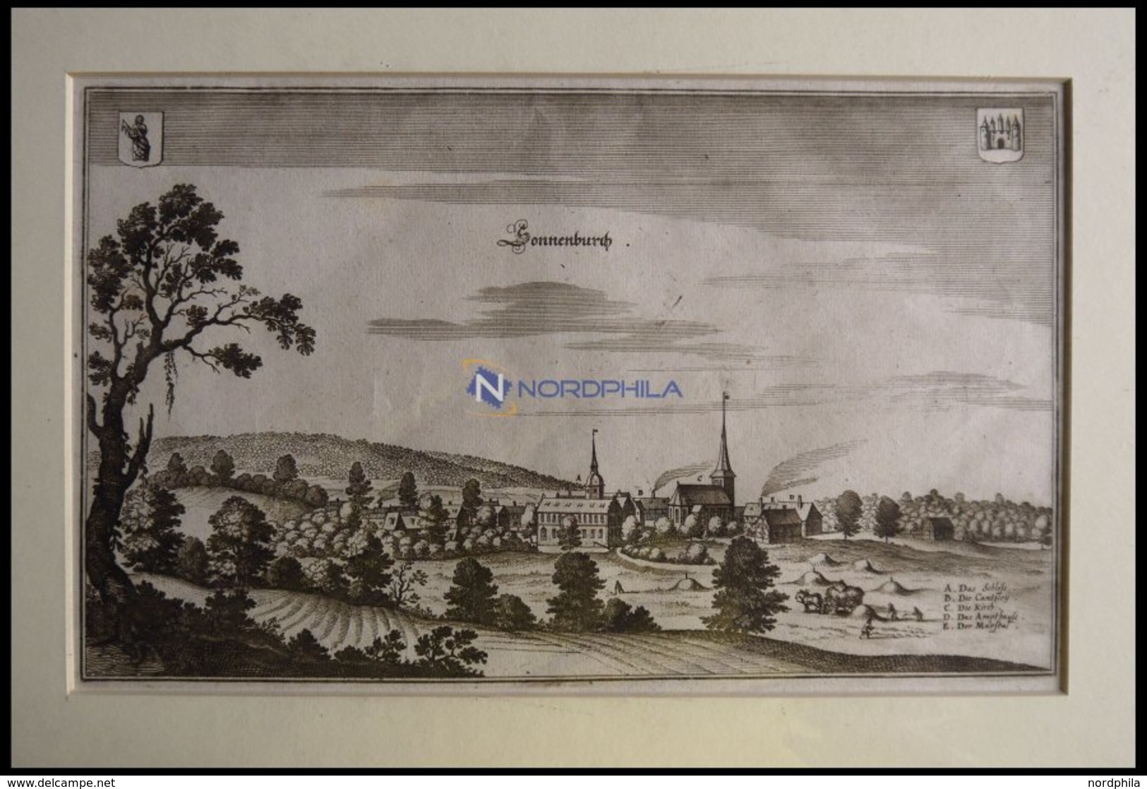 SONNENBURG B. KÜSTRIN, Gesamtansicht, Kupferstich Von Merian Um 1645 - Lithographies