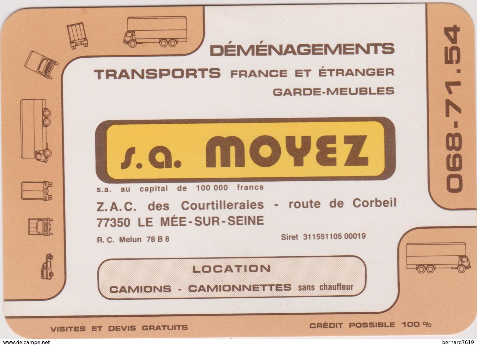 77  Le Mee Sur Seine  Sa Moyez Demenagements Transport Calendrier  1979 - Le Mee Sur Seine