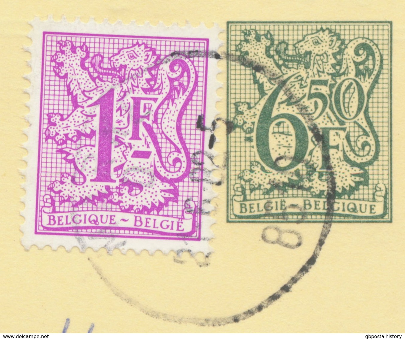 BELGIUM MARKE 8510 SC 1982 Postal Stationery 6,50 F + 1 F, PUBLIBEL 2771 N Rare Postal Automation Luminous Yellow Code - 1961-1990