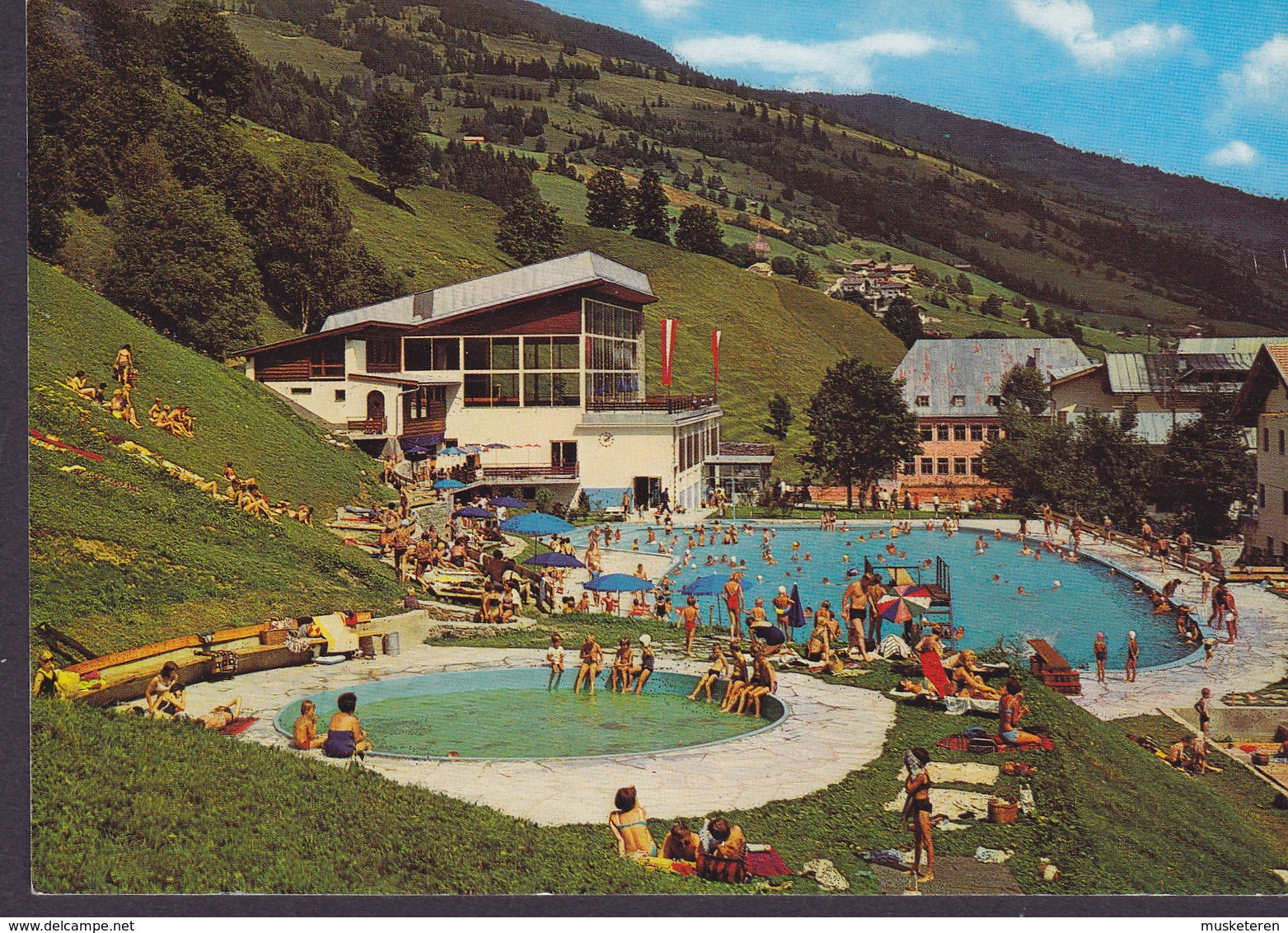 Austria PPC Höhenluftkurort Saalbach Hallenbad Freibadanlage Swimmingpool Mit Minigolfplatz (2 Scans) - Saalbach