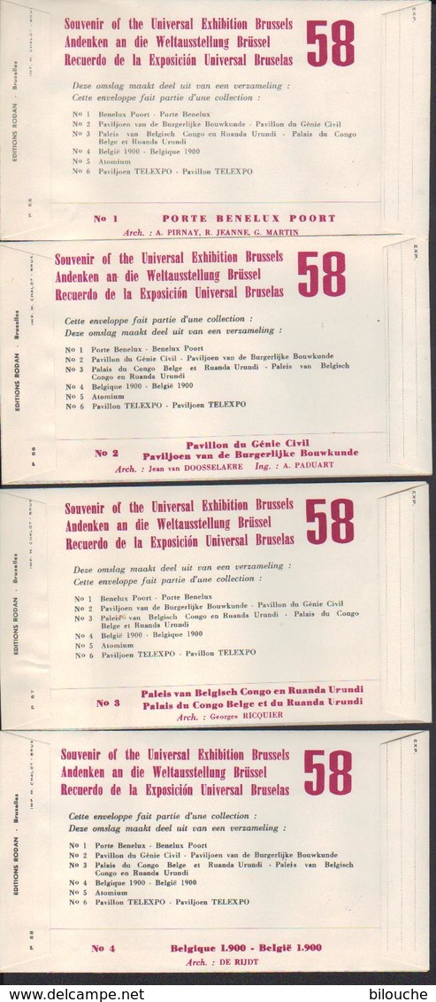 6 FDC's / EXPOSITION UNIVERSELLE DE BRUXELLES 'EXPO 58' / COB 1047 à 1052 / SERIE COMPLETE - 1951-1960
