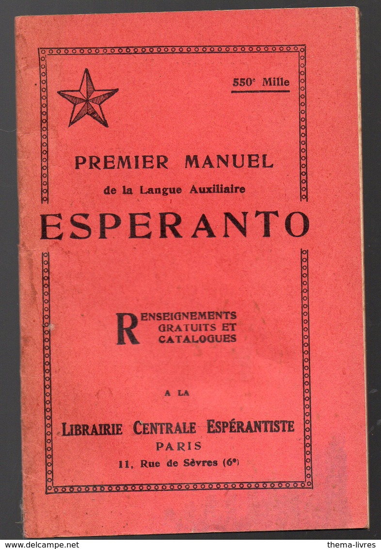 (esperanto) Premier Manuel De La Langue Auxilliaire Esperanto (PPP19017) - Dictionaries