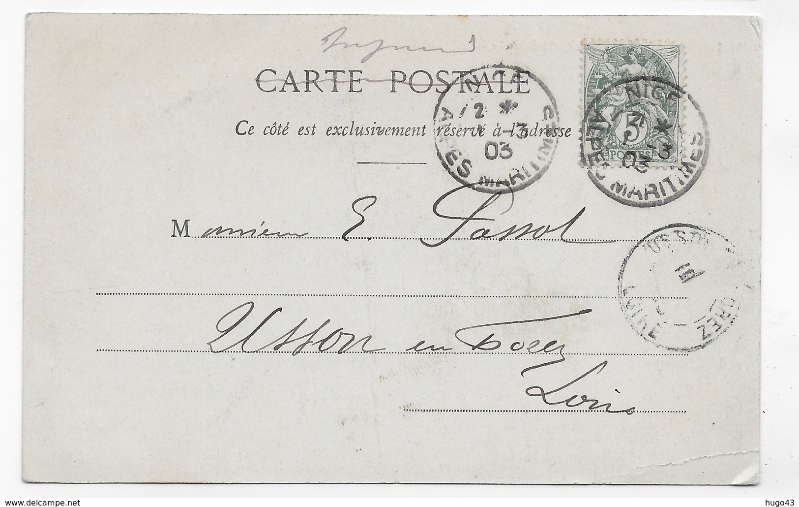 (RECTO / VERSO) MONTE CARLO EN 1903 - N° 601 - LA CATHEDRALE - LEGER PLI BAS A GAUCHE - CPA PRECURSEUR VOYAGEE - Cathédrale Notre-Dame-Immaculée