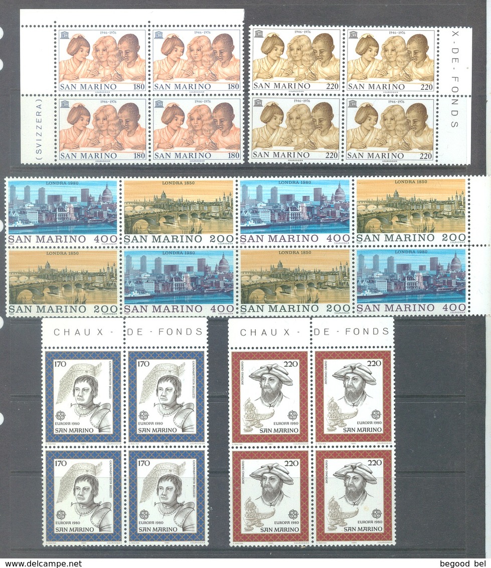 SAN MARINO - 1976-1980 - MNH/** BLOC OF 4  - LOT -  Sa S.186 S.191 S.208 S.209  - Lot 19931 - VALUE 29 EUR - Collections, Lots & Séries