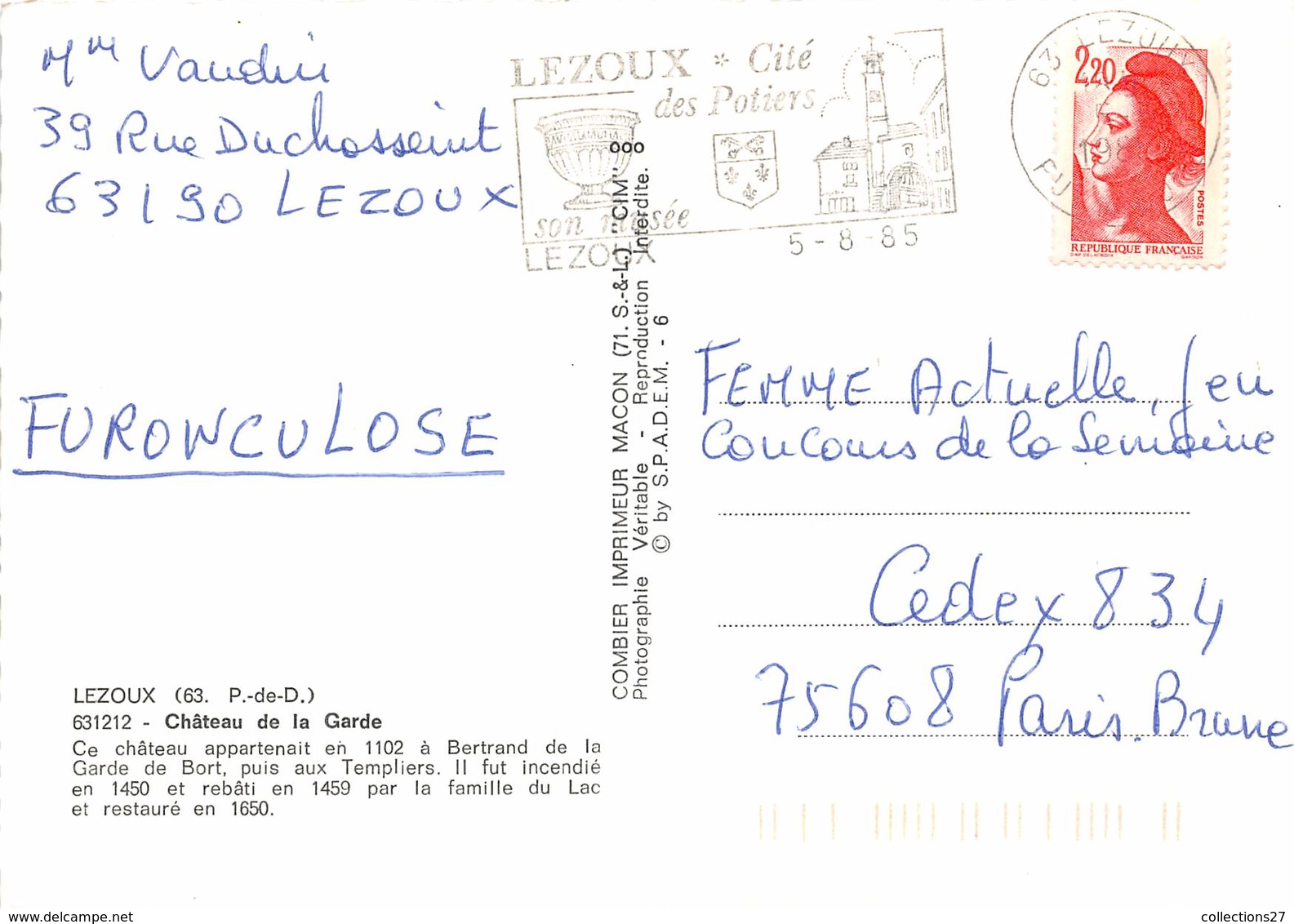 63-LEZOUX- CHÂTEAU DE LA GARDE - Lezoux