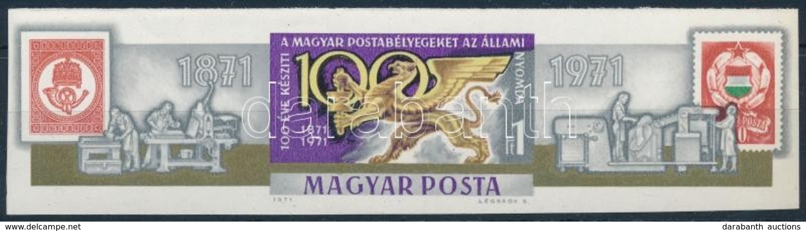 ** 1971 100 éve Készít Magyar Postabélyegeket Az Állami Nyomda Vágott Csík (3.000) - Sonstige & Ohne Zuordnung