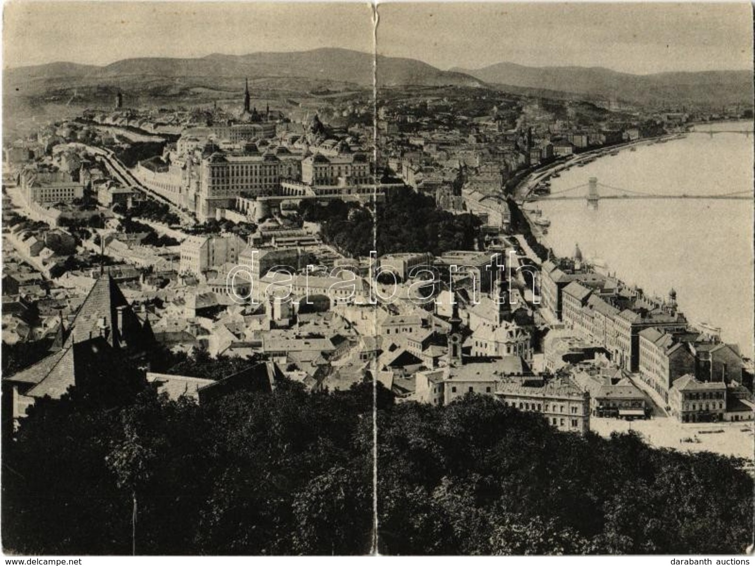 ** T3 Budapest I. Tabán, Tabáni Bor és Sörcsarnok, Templomok. Kinyitható Panorámalap / Folding Panoramacard (hajtásnál S - Ohne Zuordnung