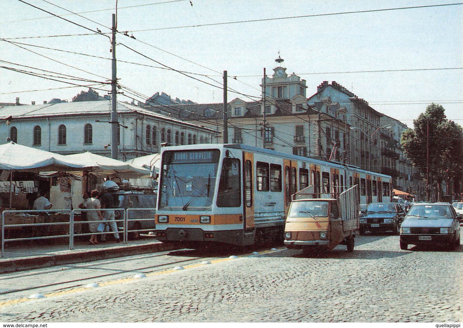 D9344 "PIEMONTE -TT TRANVIE TORINESI -LINEA 3-MOTR.7000-PIAZZA DELLA REPUBBLICA " ANIMATA ,MOTOCARRO APE - Transports