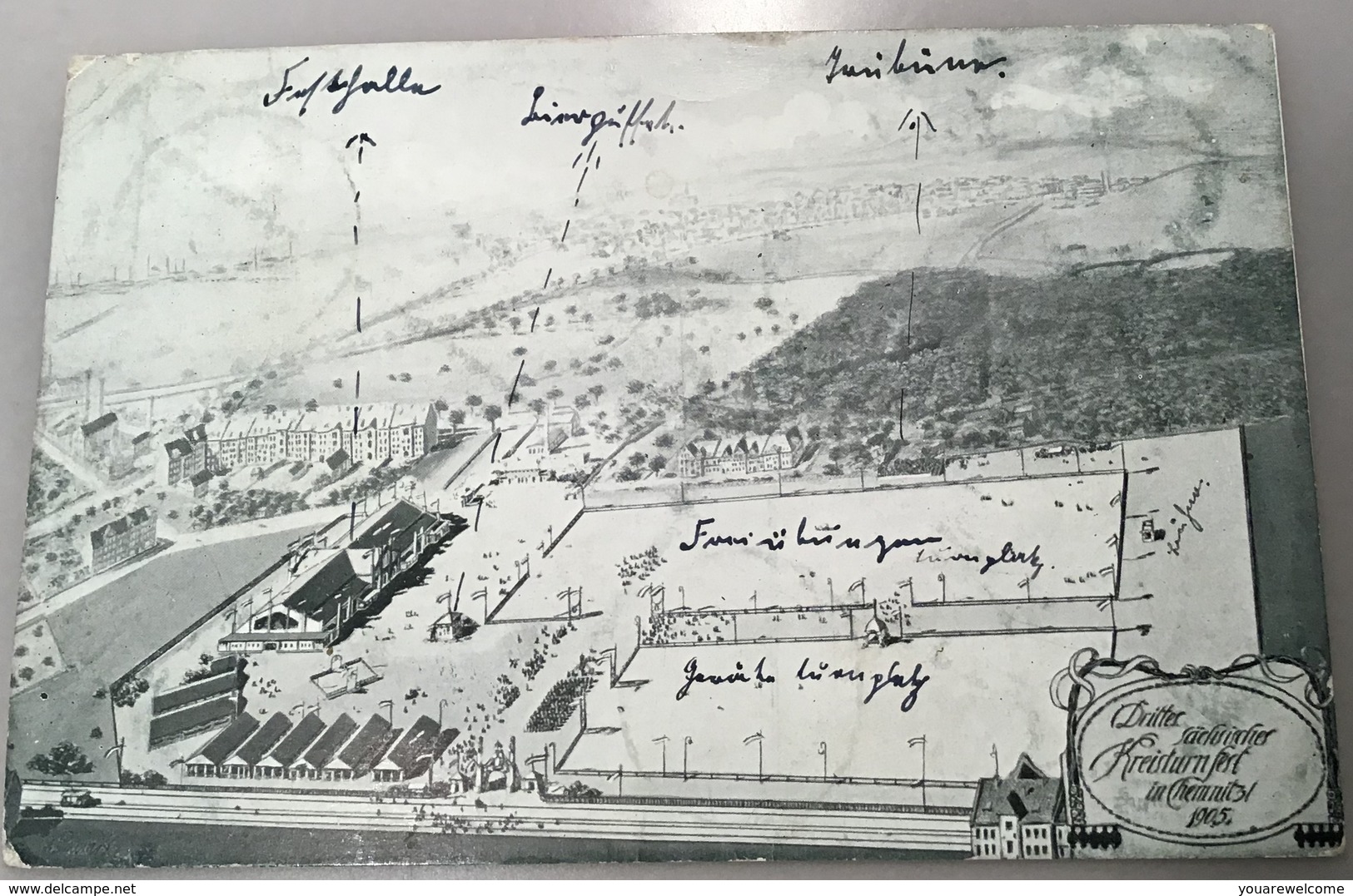 „CHEMNITZ III SACHS. KREIS TURNFEST 1905“ Sonderstempel Auf Ak (Deutsches Reich Sport  Turnen Gymnastique - Lettres & Documents
