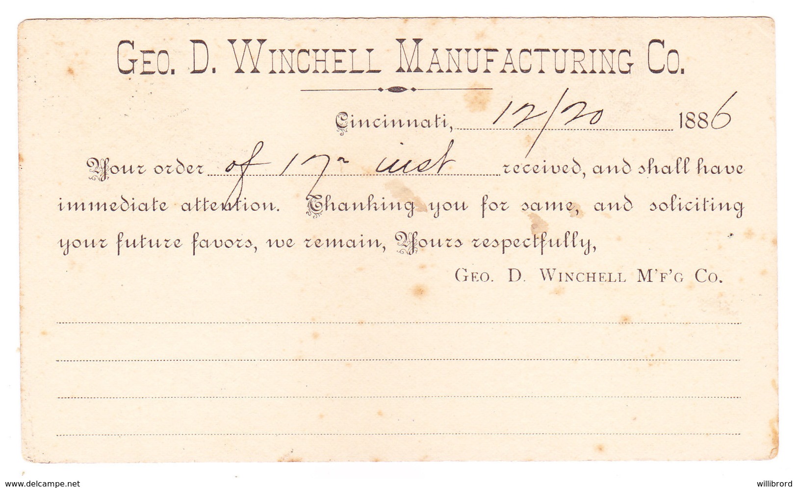 UNITED STATES - 1886 1c Brown Jefferson Postal Stationery Card - Used Cincinnati Ohio To New Orleans, La. - Printed Back - ...-1900