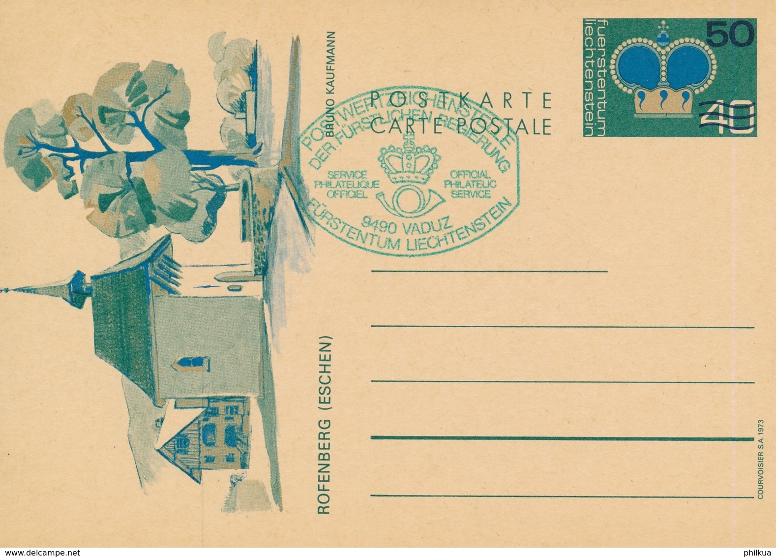 Michel P79 Bildpostkarte Rofenberg Eschen- Grüner Zusatzstempel Official Philatelic Service - Interi Postali