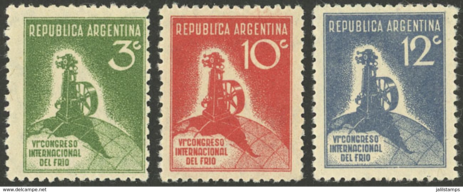 ARGENTINA: GJ.723/5, Congress Of Cold Techniques, Cmpl. Set Of 3 Values, MNH, VF - Autres & Non Classés