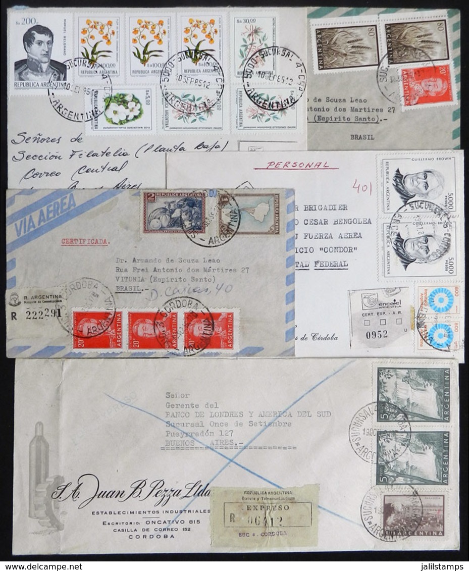 ARGENTINA: 5 Covers Mailed Between 1955/1985 From Sucursal 3, 4 Or 6 Of Córdoba, Varied Rates, Some With INFLA Postages, - Covers & Documents
